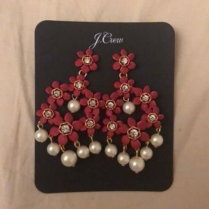 Red and pearl statement earrings